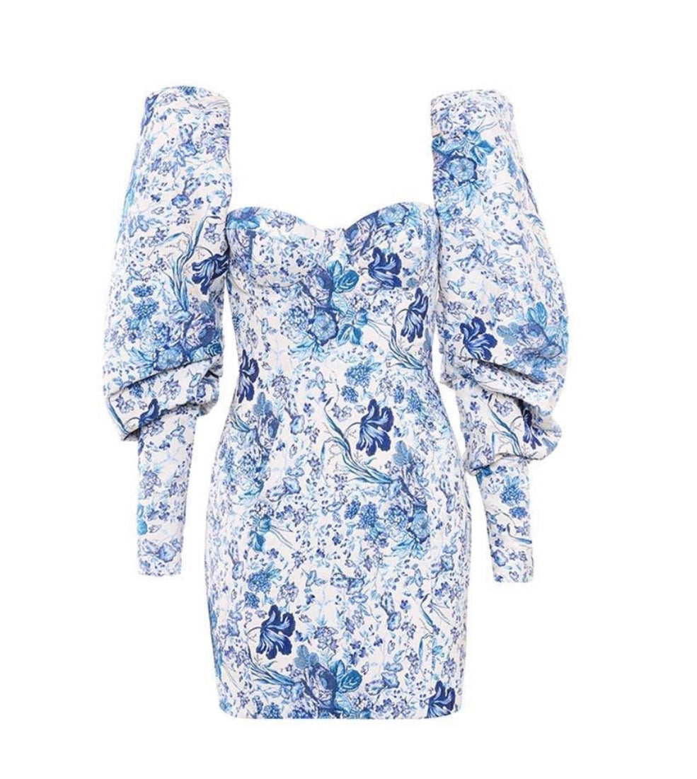 White Floral Print Dress